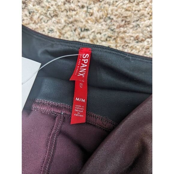 SPANX Faux Leather Leggings Wine Medium - Picture 5 of 8